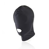 Black Hood Party Mask Headgear Adult Game/Halloween Head Mask (Open Mouth)