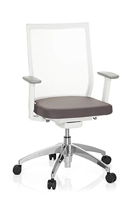 HJH Office 657630 Chaise de Bureau Professionnelle Aspen White Blanc/Gris