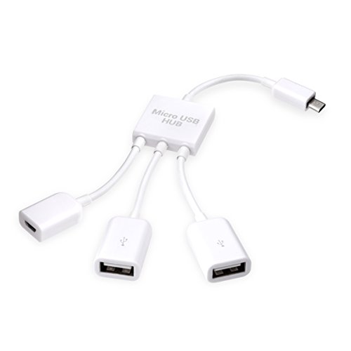 kwmobile 3in1 Micro USB OTG Hub Adapter für Smartphone / Tablet – Mikro USB Verteiler in Weiß – z.B. geeignet für Apple, Samsung, Lenovo, Asus, Huawei, Amazon, Acer, Microsoft, Sony, LG - 2