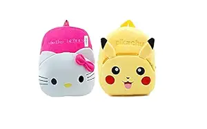 DZert Boys and Girls Soft Plush Backpack School Bag (2 to 5 Years) - Pack of 2