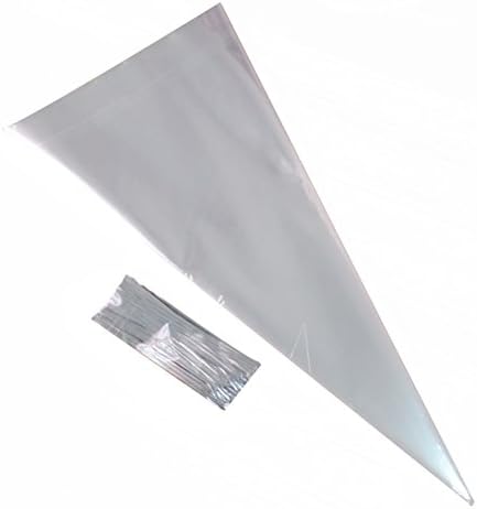 200 Pieces Cone Bags Cello Bags Treat Bags with Twist Ties for Candy Favor Popcorn by Aipleril
