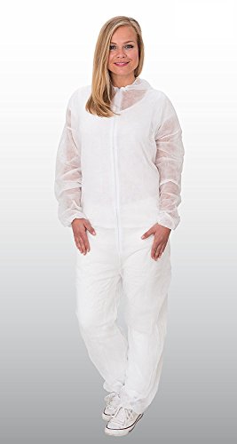 10 x Einweg-Overall Schutzanzug aus PP weiß – Größe XL – Marke BICAP - 2