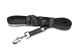 hundeleine 2 5m Gummifasern eingewebt Julius-K9, 216GM-S5 Color & Gray Gumierte Leine Schwarz-Grau 20mm*5 m mit Schlaufe, max. für 50 kg Hunde