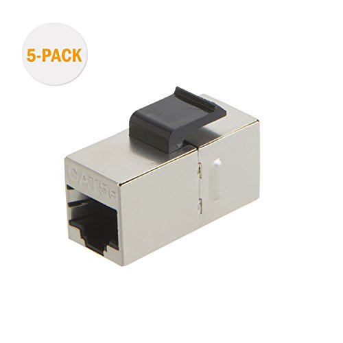 CableCreation 5-PACK Cat5e Geschirmt Inline Modular-Koppler mit Keystone Latch, RJ45 Modular-Koppler für Panel Verbindung, Cat5e 8P8C Buchse auf Buchse Klasse D