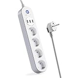 Ciabatta Multipresa, Houzetek Presa Intelligente Smart Wifi Plug Supporta App Alexa / Google Home/ IFTTT, Ciabatta Elettrica Con Interruttore Con 4 Prese Polivalenti e 3 Prese Usb,Wifi 2.4G.