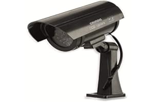 OrionMart Dummy Fake Wireless Security Camera with Led indicator | Ideal for indoor and Outdoor - Black CCTV Camera Made from ABC Plastic 360-degree Rotation