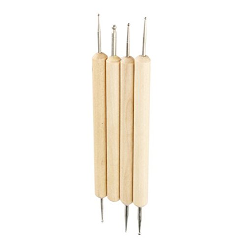 Gravur Messer – SODIAL(R) 4Stk. Modellier-Werkzeug Ball Griffel Werkzeug Zum Praegen Muster Ton Bildhauerei - 4