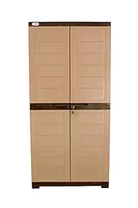Alfa 2 Plastic Cabinet for Storage | Space Organizer | Shelves | Cupboard | Living Room | Kids | Multipurpose for Home Kitchen & Office?by Prima Camel & Brown Color