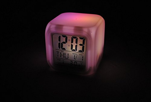 Chamäleon Wecker 7 Farben Led + Thermometer Lcd Neu #149 - 7