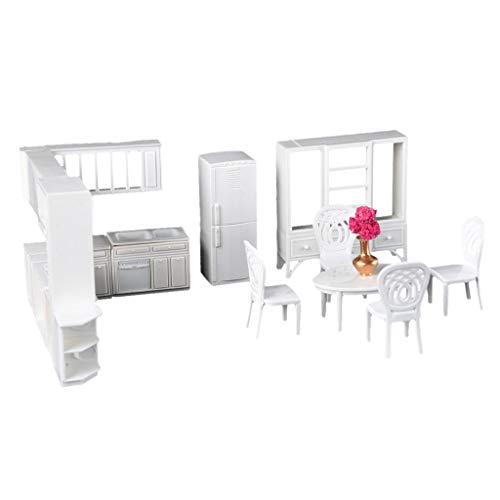 IPOTCH Meubles Cuisine Maison de Poupée Set de 9pcs Table Chaises Cabinet Modèles Enfants Miniature Jouets DIY