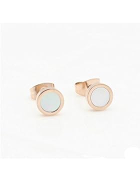 Damen 14K Roségold vergoldet / gelb vergoldet Titan Stahl Liebe schwarz Achat Muschel Ohrringe, für Frauen, Mädchen...