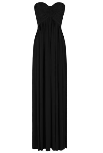 Blossoms Long Grecian Strapless Evening Party Prom Maxi Gown Dress With Detachable Straps - Uk Size 10/12 - Black - 54ins