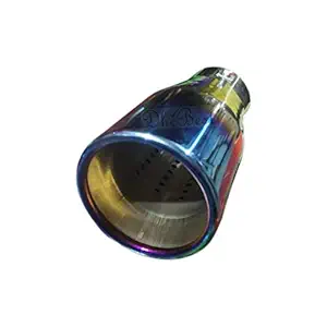 Dhe Best TP-06 Car Exhaust Silencer Muffler Tip premeium Quality Chrome Round Pipe Latest Desighn Half Burnt Blue Silencer Tip - for Maruti 800