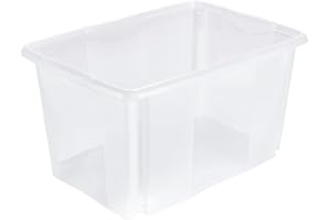 keeeper Boîte de Rangement avec Système d’Empilage, 54,5 x 39 x 29,5 cm, 24 l, Emil, Transparent