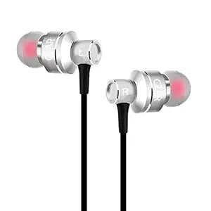 CZARTECH Acoustics CW630 Metallic in-Ear Wired Earphones/Headphones Earbuds with Mic, Dynamic Bass - Powerful Sound, (Silver) 1 Year Warranty