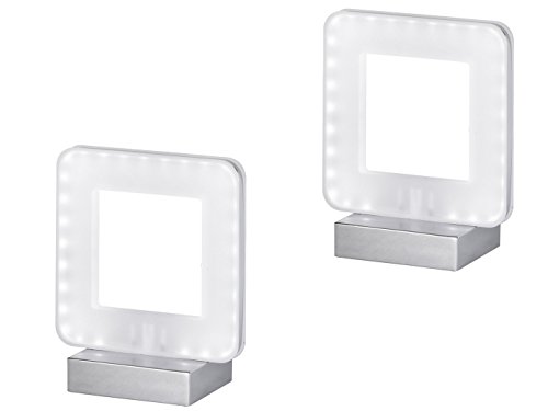 Action by WOFI, Gera dlinige LED Lámpara de mesa NIC en un juego de 2 unidades, altura 18 cm, cromo pulido/acrílico cristal satinado, 808301015000 de Juego