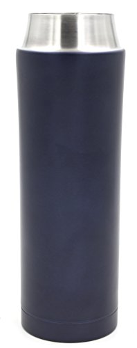 Kooyi Vakuum Isolierbecher aus Edelstahl, Kaffeebecher Reisebecher 450 ml, Koffee to go Becher, einhändig zu öffnen und Trinken, 100% auslaufsicher BPA frei, für kalt und warm … (Blau-grau) - 4