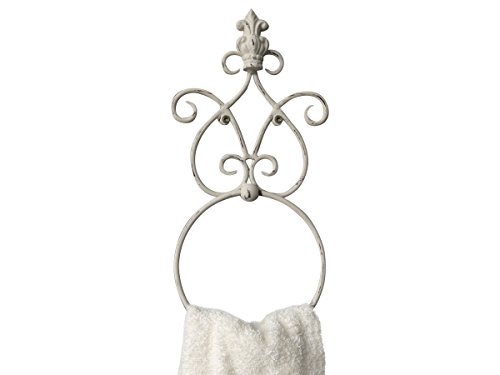 Handtuchhalter / Handtuchring Krone Antik-Weiß