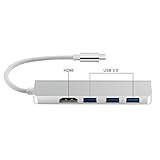Adaptateur Funnyrunstore USB-C Hub Type C vers HDMI 3 USB 3.0, dongle USB en Aluminium Portable C