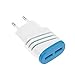 Produktbild Ouneed® EU Stecker , Home Travel Dual Port AC USB Wandladegerät für iPhone für Samsung Galaxy S8 (Blau)