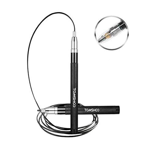 TOMSHOO Cuerda de Salto Velocidad 3M Auto-Cerrada Ajustable Comba con Mango de Aleación de Aluminio, Rodamientos Metálicos, Boxeo Entrenamiento Fitness en Casa o Gimnasio