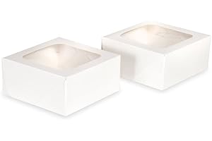 Anniversary House 2-pack Treat Cake Boxes White, Cookie, Tray Bake, Cake and Brownie Box, Sturdy Strong and Thick Card, Easy Pop-Up Assembly,7.5 x 16 x 16 CM, J152