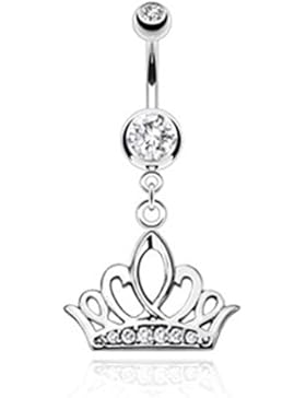 Paula & Fritz® Bauchnabelpiercing aus Edelstahl Chirurgenstahl 316L mit Anhäng...