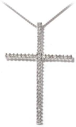 Callegaro Women's Necklace in White 18k Gold with Diamond H/SI (total diamonds 1.14 ct), Line Cross, Cm 42, 7.1 Grams
