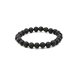 Lavastein Damen Herren Unisex Armband Kette 9mm Perlen schwarz