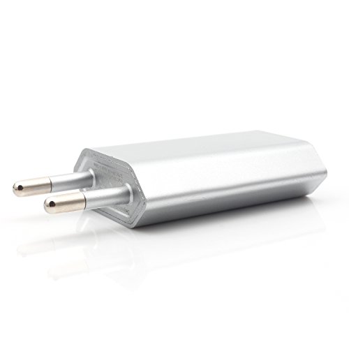 Original iProtect® USB Netzteil Slim Charger für alle Kabel mit USB Anschluss in silber