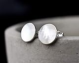  925 Sterling Silber Mini Ohrstecker echtes Perlmutt Geschenkverpackung Schmuckschachtel Minimalistischer Schmuck aus Echtsilber