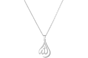 EUEAVAN Collar con colgante de Alá, símbolos islámicos, gargantilla de escritura árabe de Medio Oriente Media Luna Alá, regalos musulmanes, joyería religiosa para mujeres y hombres en capas