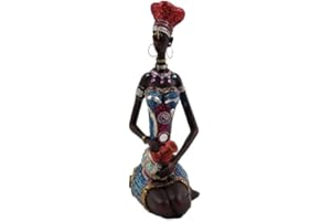 Fuwraixis Statue d'art Africain, Sculpture créative de Personnage, décorations Vintage en résine, décorations pour la Maison ou Le Bureau, Cadeaux décoratifs personnalisés