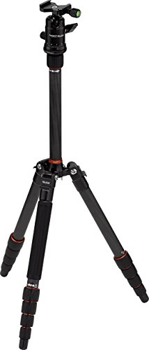 Rollei Compact Traveler No 1 Carbon - extrem leichtes Reisestativ (980g inkl Kopf) - geringes Packma (33cm) -Arca Swiss kompatibel - Monopod-Funktion - Schwarz