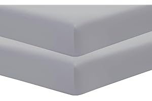 noah's linen Pack of 2 Cot Bed Fitted Sheets 100% Cotton 200 Threads Count:-Hypoallergenic-Elasticated-Breathable-Soft (Grey Silver, 60 Cm X 120 Cm)