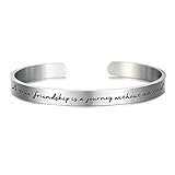 A True Friendship is A Journey Without an End, Aolvo Stainless Steel High Polished Jewelry Bracelet for Best Friend/Girl Friend/Boy Friend Cuff Bracelet Friendship Bracelet Gift Inspirational Jewelry