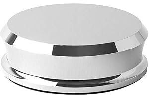 Hudson Hi-Fi SmallBen skivviktstabilisator med skyddande läderdyna – vinyl skivspelare vikt – hållbar och snygg LP-stabilisator – passar på alla skivspelare – krom)