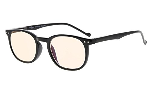 Eyekepper Cerniere a Molla Stile Retrò Classico Computer Occhiali da Vista Computer (Ambra Tinta Lente, Nero)