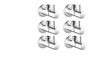 Jagger Angle Cock Square with Wall Flange Chrome Set of SIX PCS Bathroom Faucets Taps and Faucet Angle Valve Angular Stop Cock Wash Basin Tap Angle Valve for Bathroom Geyser Tap