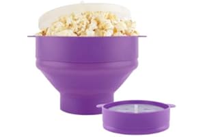 EMEF Microwave Popcorn Popper in an easy to make Popcorn Maker Collapsible Silicon Bowl (Purple)