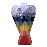 P&r:uk 1" Inch 7chakra Guardian Angel Gifts Healing Crystals And Gemstones Hand Carved Statue Crystal Gifts Lucky Angel Wings Ornament Reiki Home Decoration (1 Inch, 7 Chakra)