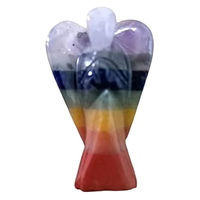 P&r:uk 1" Inch 7chakra Guardian Angel Gifts Healing Crystals And Gemstones Hand Carved Statue Crystal Gifts Lucky Angel Wings Ornament Reiki Home Decoration (1 Inch, 7 Chakra)