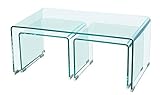 Mesas auxiliares de diseño tipo nido -3 unidades- ( 1 rectangular y 2 cuadradas ) -Fabricada íntegramente de cristal curvado de 10 mm. de espesor