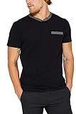 Hochwertige Baumwolle ESPRIT Herren 089Ee2K016 T-Shirt, Schwarz (Black 001), Medium (Herstellergröße: M)