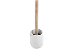 Spirella - Brosse WC élégante en polyrésine et Bois, Design Moderne pour Salle de Bain, Facile à Nettoyer, Parfaite pour Un intérieur soigné, Taille Standard, Couleur Blanche