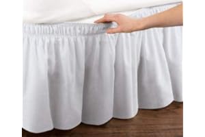 SXSPACE Brushed Polyester Bed Skirt with THREE Fabric Sides, Elastic Dust Frilling, Easy to Fit, 38cm Length, Polyester (White, Double Size)