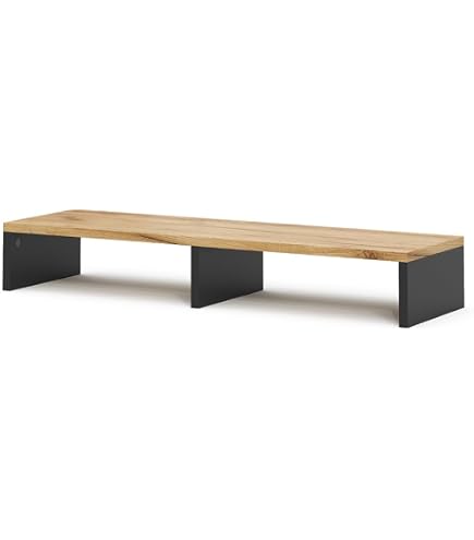 Support Moniteur Bureau 100x24x13 Cm - Rehausseur écran Avec étagère, Pour 2 écrans, Organisation - 3
