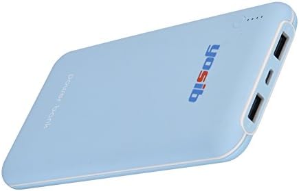 Portable Phone Charger 10000mAh Ultra-thin External Battery Power Bank With Dual USB Ports for iPhone 7 6s 6plus,iPad,Samsung HTC and More,yosib. (blue)