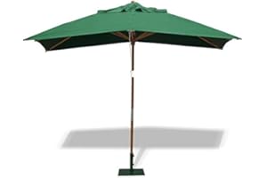 Jati Umbra 3m x 2m Rectangular Garden Parasol with Cover (Green) - Oblong, Double-Pulley, 2-Part Pole