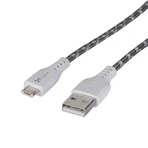 Syska CCMP90 1.5M Micro USB Cable 2.4A Fast Charging (Grey White)